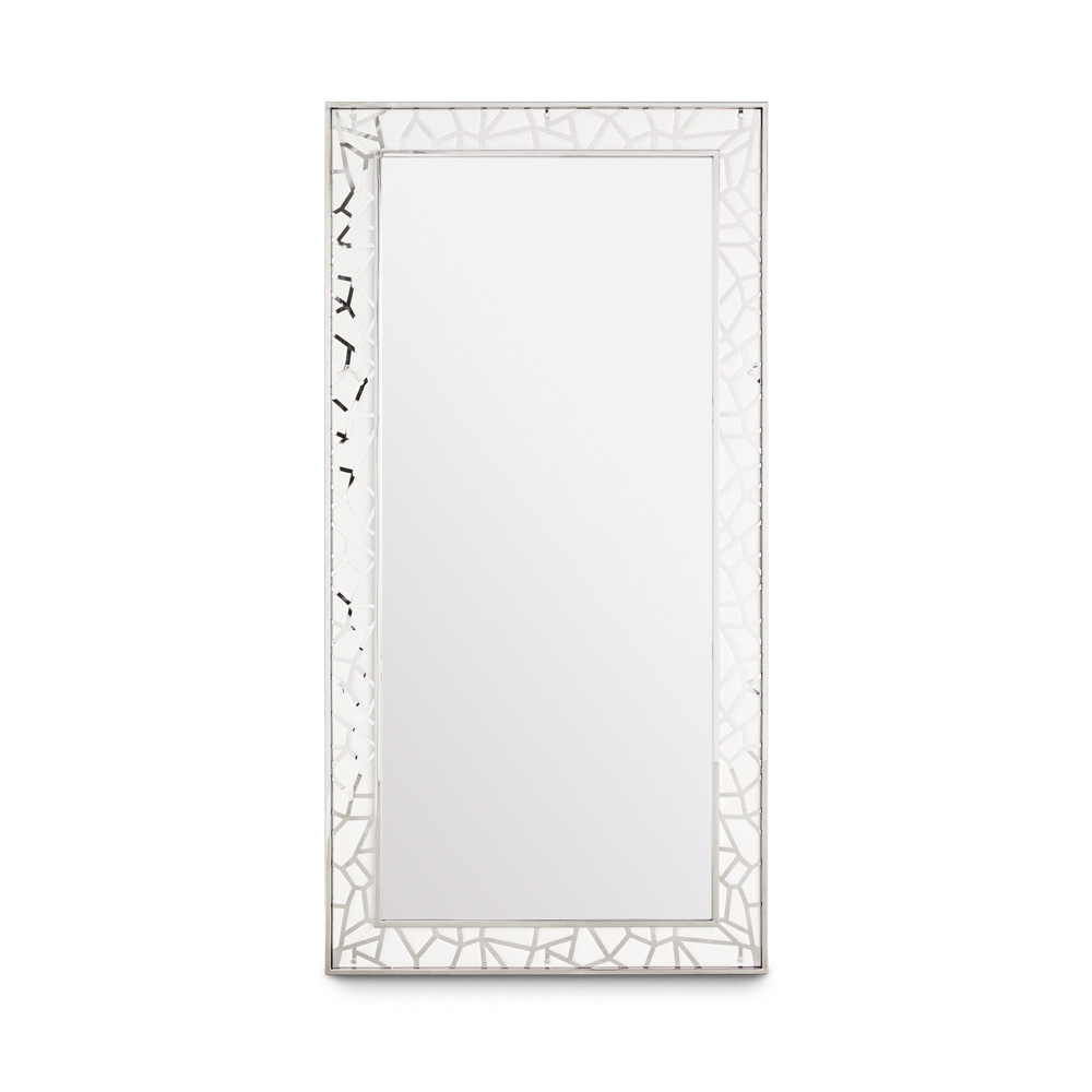 Wellington Floor Mirror: White Leatherette